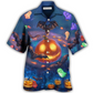 Glowing Bat Halloween Pumpkins Night Hawaiian Shirt Design View For Resort Travel And Thoughtful Gifting