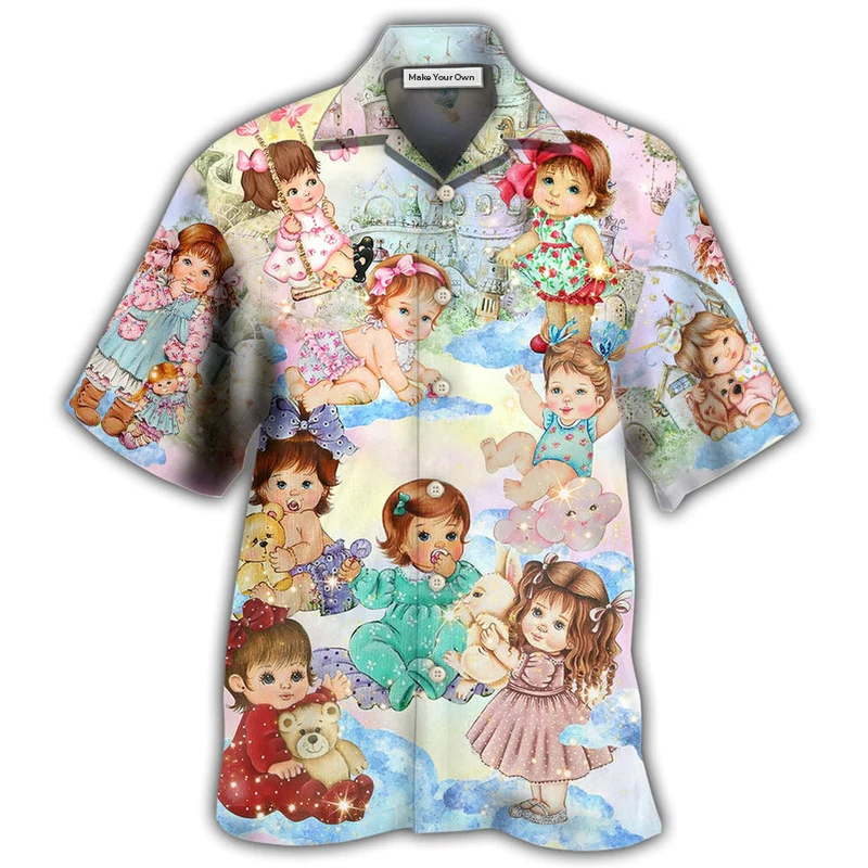 Cute Babysitter Around Beautiful Hawaiian Shirt Design View For Casual Summer Styling
