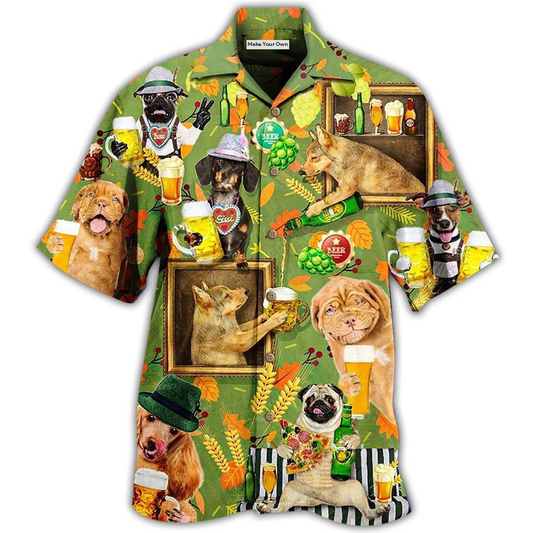 Green Beer Dogs Hawaiian Shirt For Summer Vacation And Beach Travel