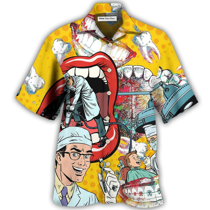 Playful Dentist Hawaiian Shirt For Summer Events Coastal Travel And Comfortable Styling