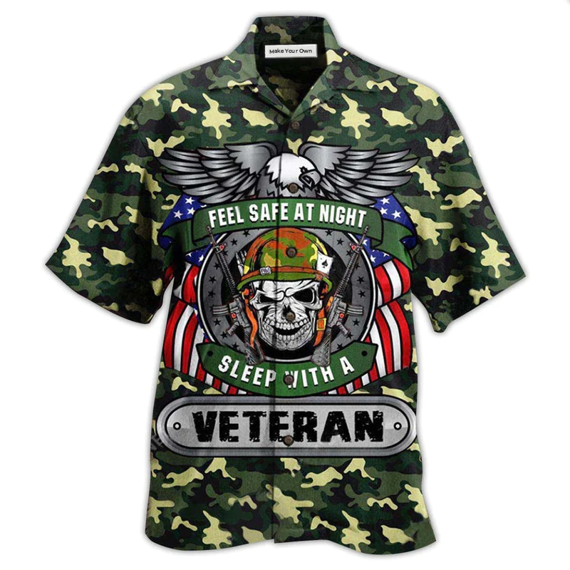 Veteran Feel Safe Night Sleep Hawaiian Shirt For Vacation Days And Relaxed Coastal Outings