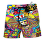 Hippie America Fullcolor Peace Hawaiian Print Beach Shorts For Independence Day Vacation Wear