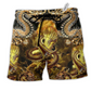 Dragon Love Life Gold Pattern Hawaiian Print Beach Shorts For Striking Resort Looks
