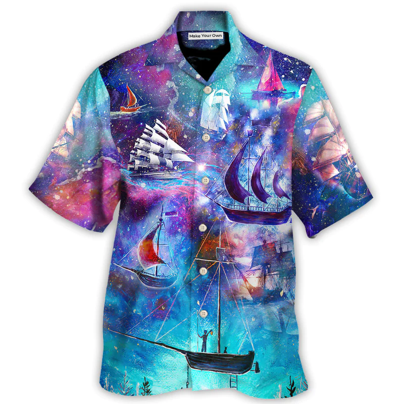 Sailing Ocean Weekend Humor Hawaiian Shirt Button Front Artwork For Outdoor Gatherings