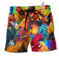 Chicken Rooster In Farm Hawaiian Print Beach Shorts For Animal Lover Vacation Wear