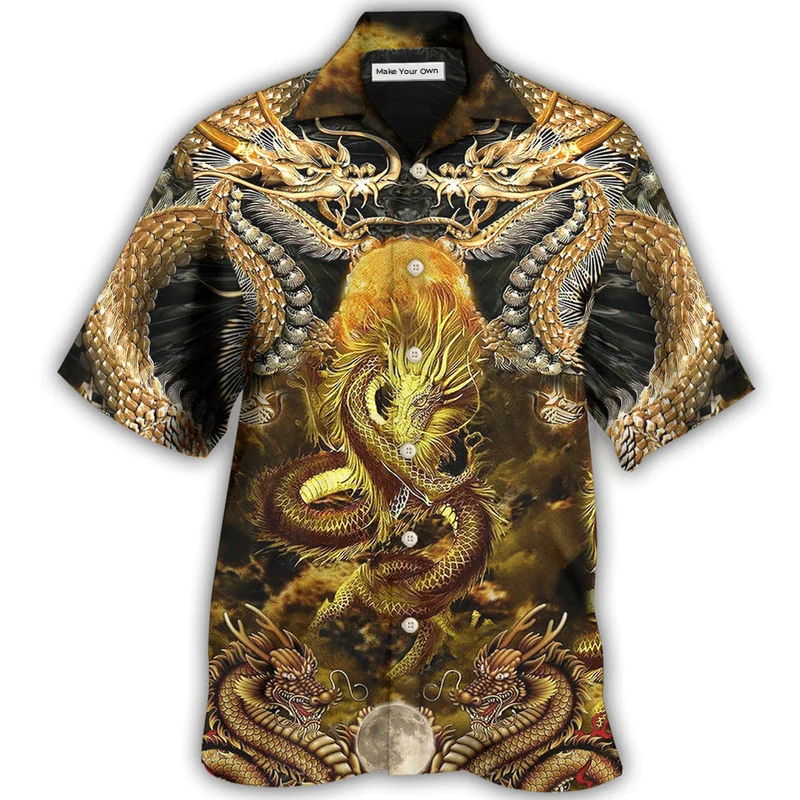 Dragon Moon Hawaiian Shirt Artwork View For Weekend Travel And Beach Style