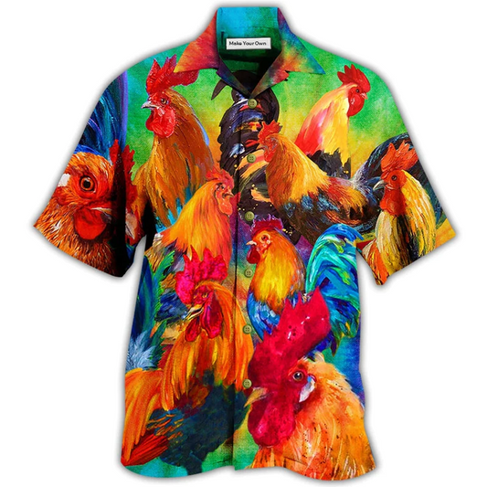 Chicken Rooster Hawaiian Shirt For Summer Vacation And Beach Travel
