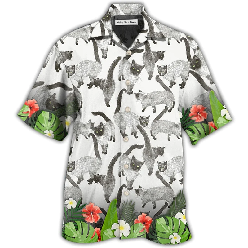 Tropical Cat Siamese Hawaiian Shirt For Coastal Adventures And Warm Weather Wear