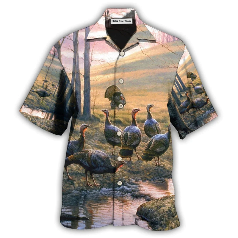 Cute Turkey Hawaiian Shirt For Island Holidays Summer Parties And Casual Outdoor Wear