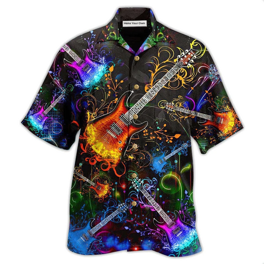 Guitar Hawaiian Shirt For Beach Parties Vacation Travel And Relaxed Casual Style