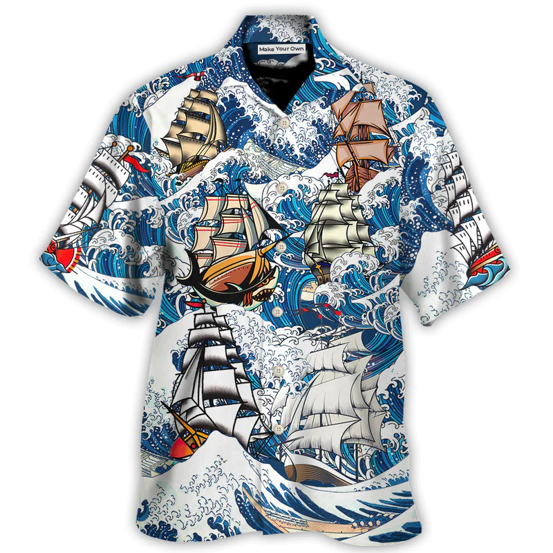 Sailing Adventure Graphic Hawaiian Shirt Artwork View For Warm Weather Events