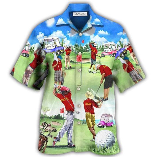 Golf People Playing Hawaiian Shirt Design View For Resort Travel And Thoughtful Gifting