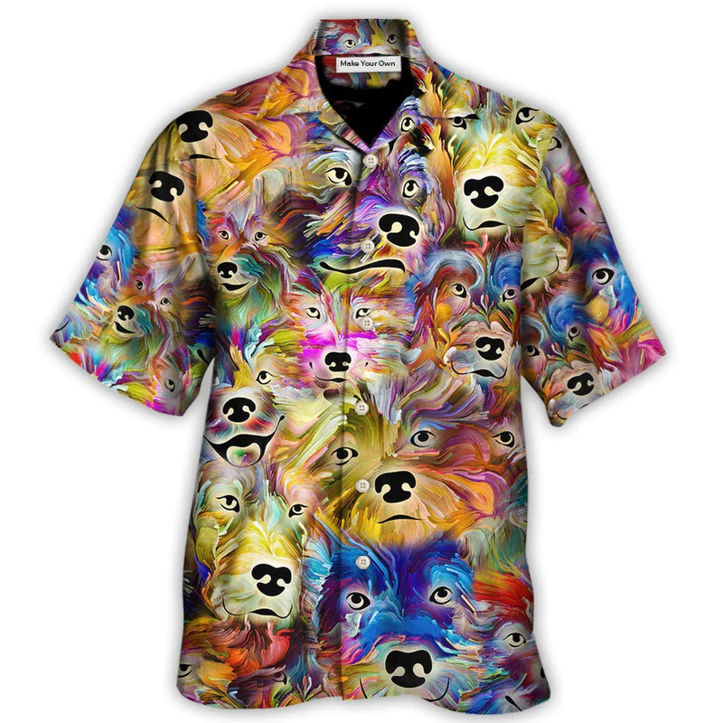 Watercolor Dog Memory Hawaiian Shirt For Summer Vacation And Beach Travel