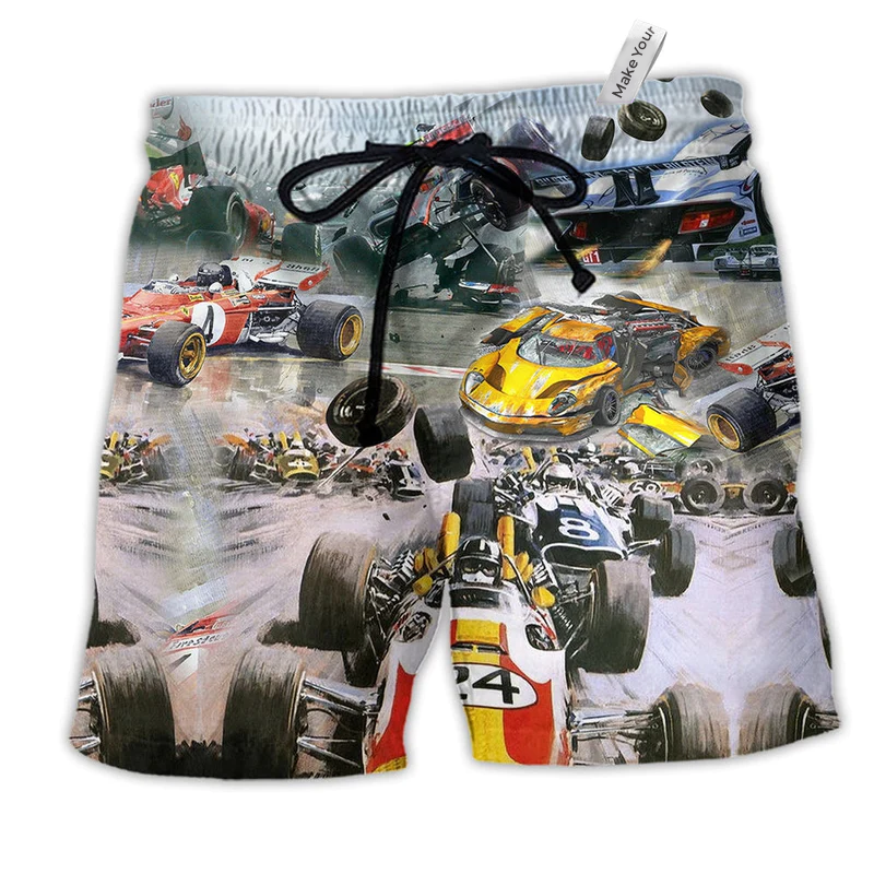 Racing Car Beach Shorts For Beach Days And Relaxed Casual Wear