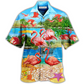 Tropical Flamingo Summer Hawaiian Shirt Design Detail For Beach Days And Holiday Travel