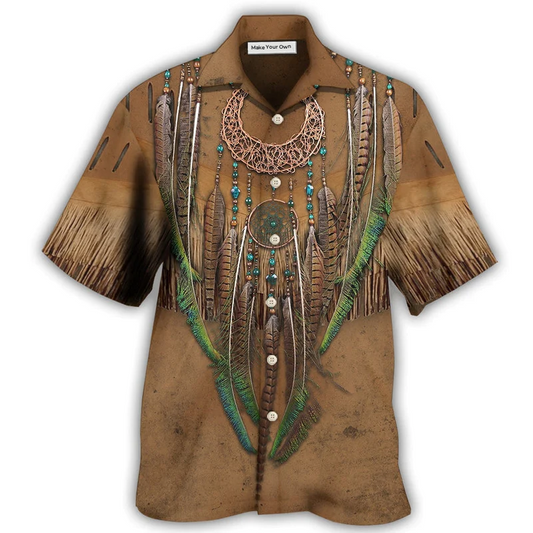 Bohemian Vintage Peace Hawaiian Shirt Pattern Detail For Vacation Travel And Daily Wear
