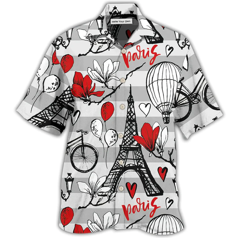 Paris Romance Hawaiian Shirt For Coastal Vacations Warm Weather Events And Daily Style