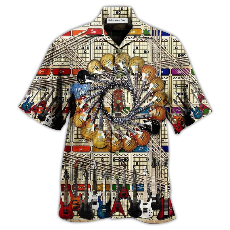 Vintage Guitar Hawaiian Shirt For Tropical Getaways Outdoor Fun And Everyday Wear