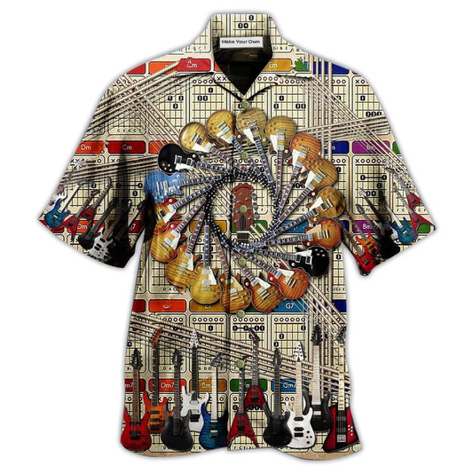 Vintage Guitar Hawaiian Shirt For Tropical Getaways Outdoor Fun And Everyday Wear