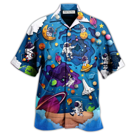 Spaceship Galaxy Hawaiian Shirt Design Detail For Sunny Adventures And Casual Wear
