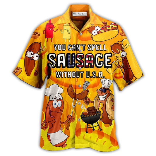 Funny Food Spell Sausage Without USA Hawaiian Shirt For Summer Events And Casual Outdoor Wear