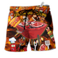 Food Chilling And Grilling BBQ Party Red Beach Shorts For Resort Days And Casual Style