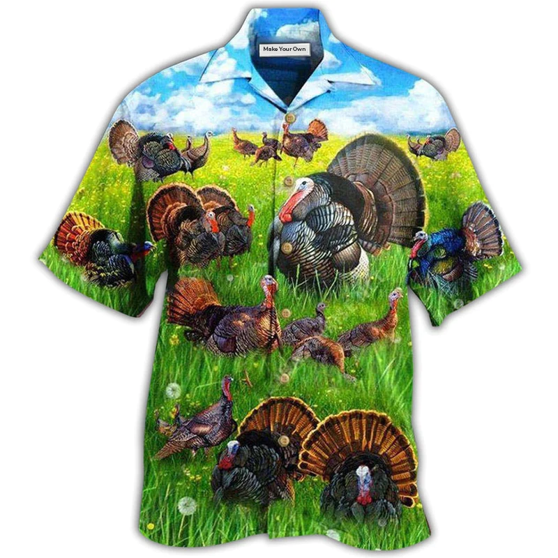 Turkey Animals Hawaiian Shirt Pattern Detail For Summer Holidays And Outdoor Fun