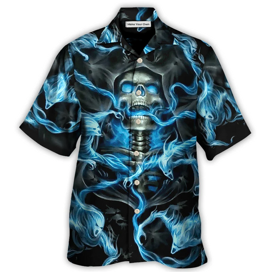 Black Skull Hawaiian Shirt For Beach Vacations Casual Parties And Warm Weather Style