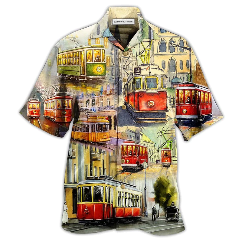Train City Hawaiian Shirt Design View For Resort Travel And Thoughtful Gifting