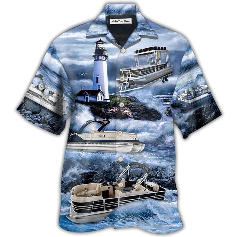 Boat Pontoon Lighthouse Hawaiian Shirt For Poolside Relaxation And Sunny Getaways