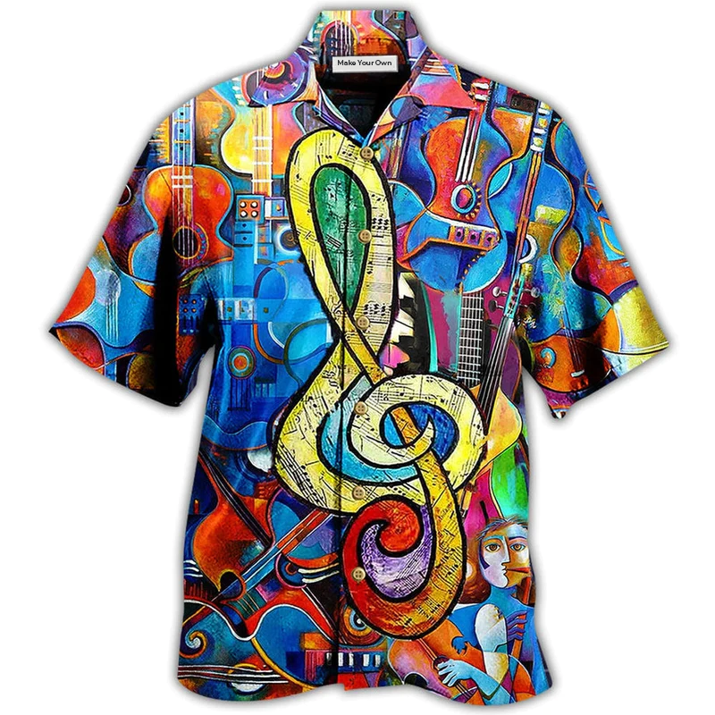 Music Melody Hawaiian Shirt Design Detail For Sunny Adventures And Casual Wear