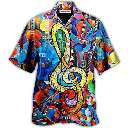 Music Melody Hawaiian Shirt Design Detail For Sunny Adventures And Casual Wear