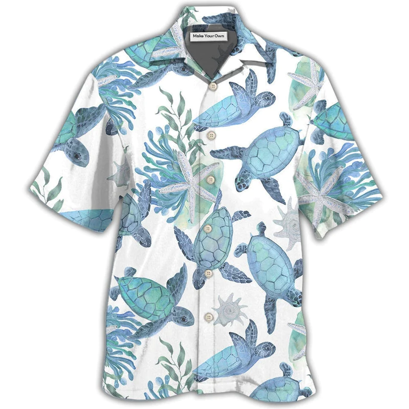 Blue Turtle Hawaiian Shirt For Vacation Days And Relaxed Coastal Outings