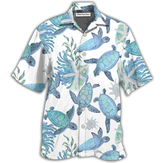 Blue Turtle Hawaiian Shirt For Vacation Days And Relaxed Coastal Outings