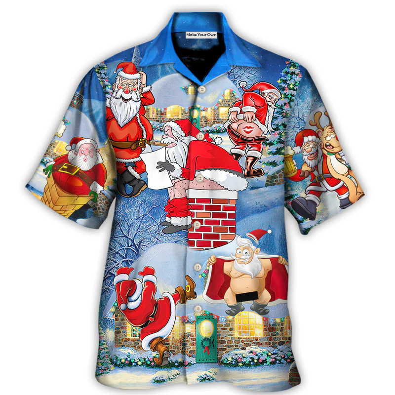 Christmas Santa Hawaiian Shirt Artwork View For Casual Outings