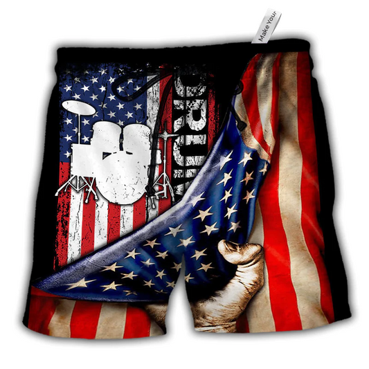 Independence Day Drum Beach Shorts For Poolside Relaxation And Travel Ready Comfort