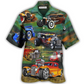 Vintage Gold Classic Car Hawaiian Shirt For Island Holidays Summer Parties And Casual Outdoor Wear