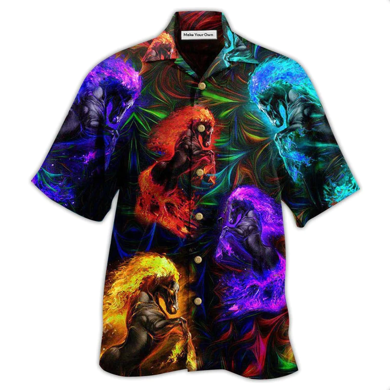 Horse Firing Unique Hawaiian Shirt Pattern View For Relaxed Warm Weather Outfits