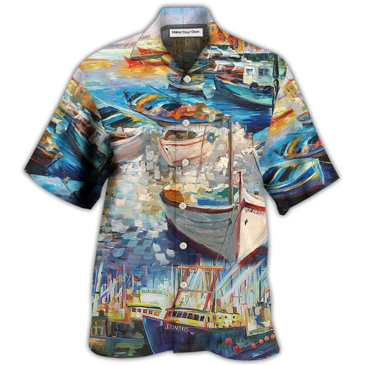 Boat Hawaiian Shirt For Vacation Days And Relaxed Coastal Outings
