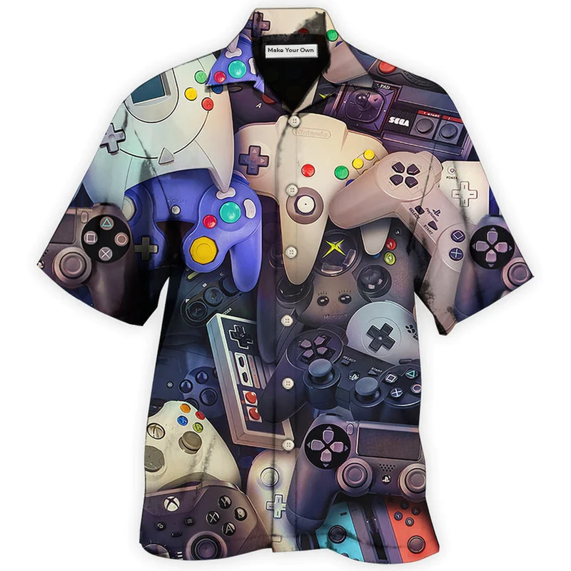Retro Game Controller Hawaiian Shirt For Vacation Getaways Resort Wear And Casual Celebrations