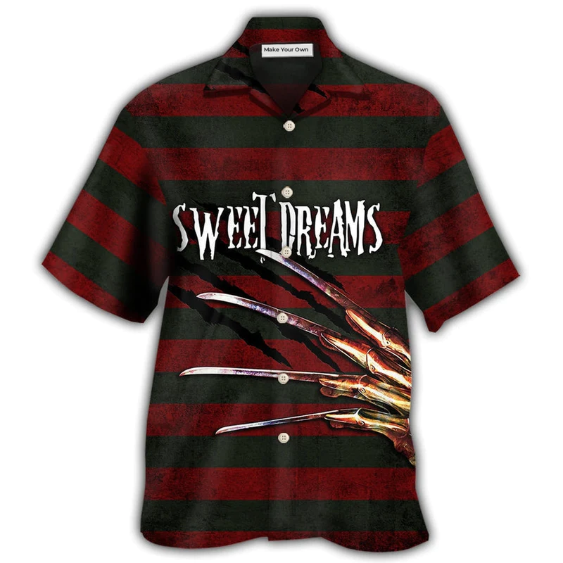 Dreamy Halloween Sweet Trick Treat Hawaiian Shirt Artwork Detail For Tropical Trips And Casual Outings