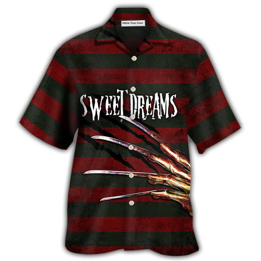 Dreamy Halloween Sweet Trick Treat Hawaiian Shirt Artwork Detail For Tropical Trips And Casual Outings