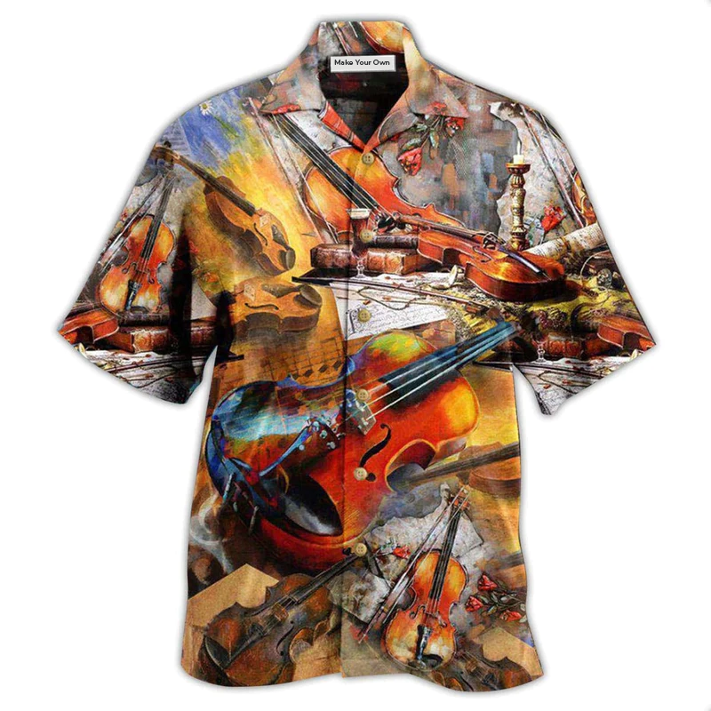Violin Hawaiian Shirt For Coastal Adventures Summer Events And Everyday Comfort