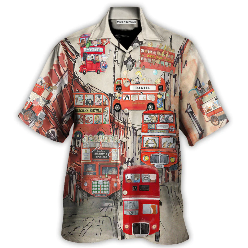 Bus Driver Red Party Hawaiian Shirt Summer Design Detail For Beach Days
