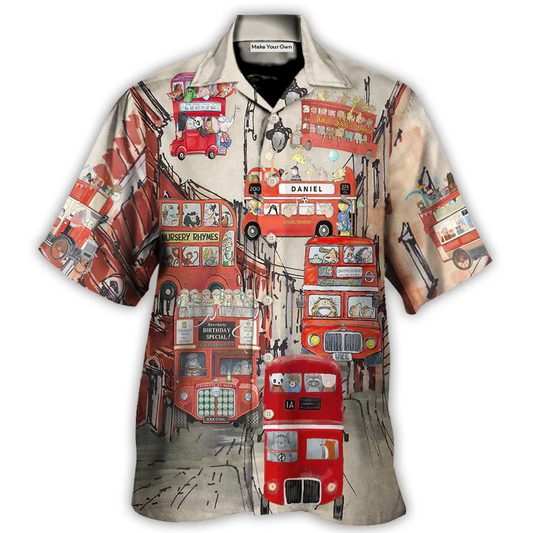 Bus Driver Red Party Hawaiian Shirt Summer Design Detail For Beach Days