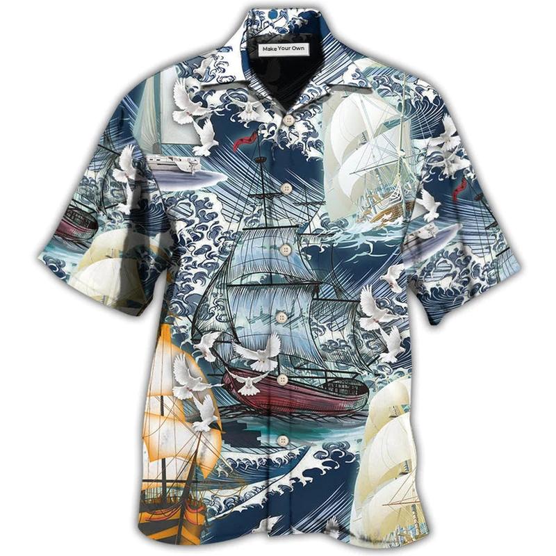 Dove Sailing Big Wave Hawaiian Shirt For Warm Weather Adventures And Everyday Comfort