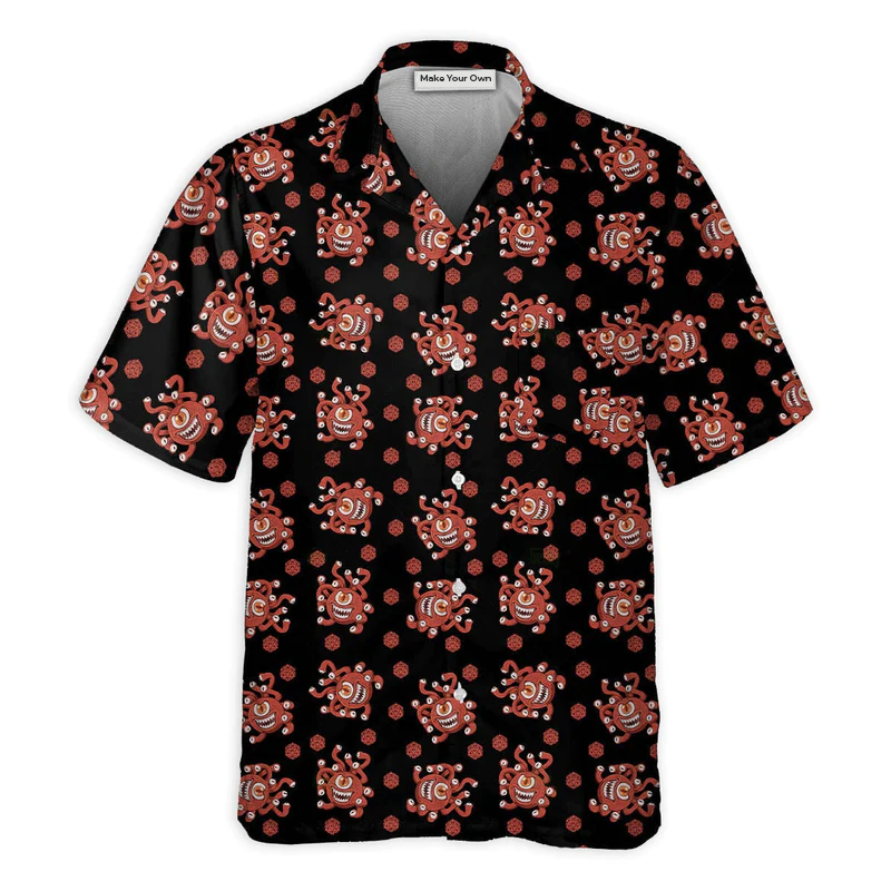 Fantasy Role Eye Monster Hawaiian Shirt Print Closeup For Weekend Trips