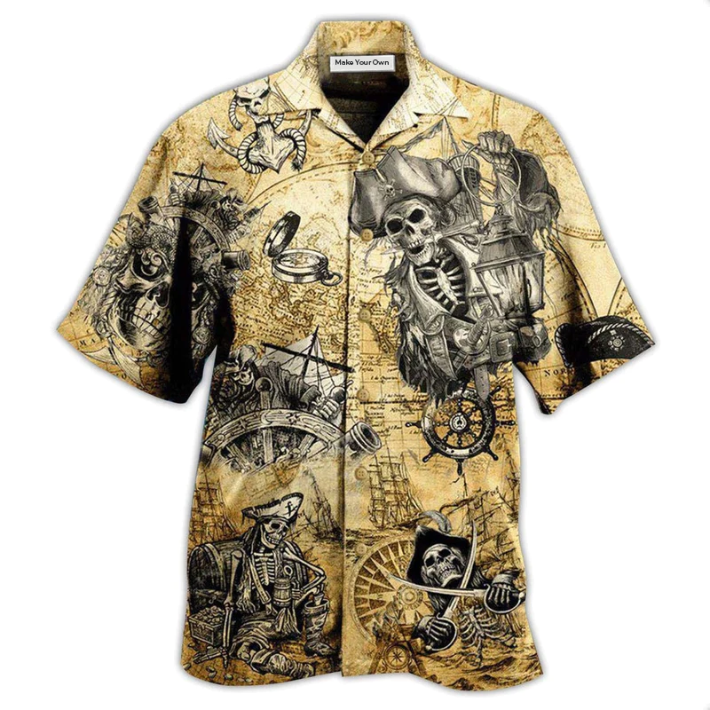 Skull Nautical Pirate Ship Ride Hawaiian Shirt For Resort Getaways And Comfortable Summer Activities