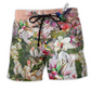 Hummingbird Blooming Magnolia Floral Hawaiian Beach Shorts For Poolside Relaxation And Style