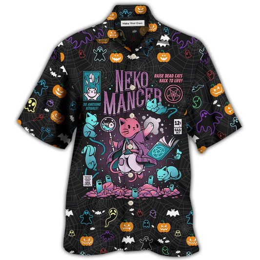 Cat Halloween Neko Mancer Hawaiian Shirt For Poolside Relaxation And Sunny Getaways